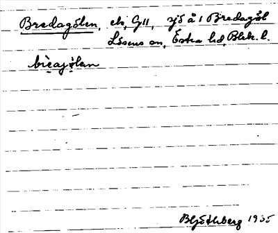 Bild på arkivkortet för arkivposten Bredagölen