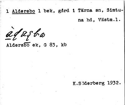 Bild på arkivkortet för arkivposten Aldersbo