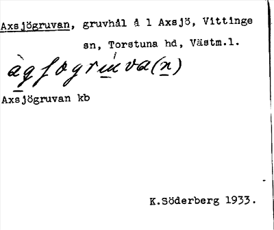 Bild på arkivkortet för arkivposten Axsjögruvan