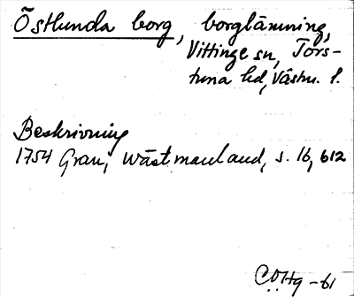 Bild på arkivkortet för arkivposten Östlunda borg