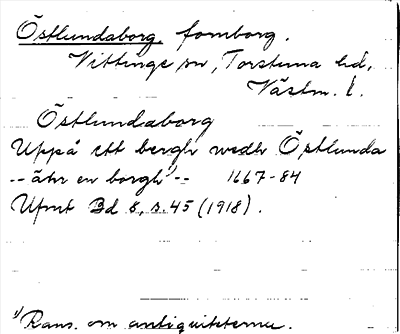 Bild på arkivkortet för arkivposten Östlundaborg