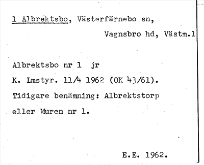 Bild på arkivkortet för arkivposten Albrektsbo