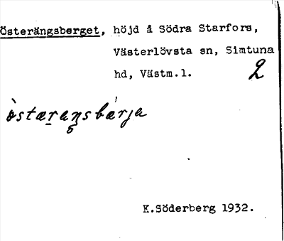 Bild på arkivkortet för arkivposten Österängsberget