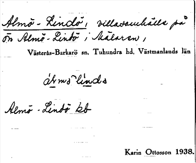 Bild på arkivkortet för arkivposten Almö-Lindö