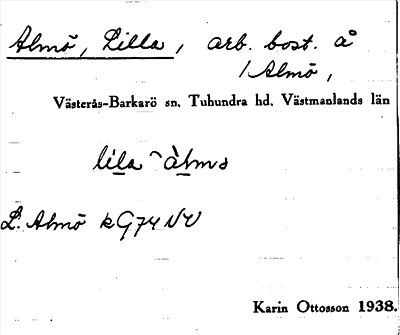 Bild på arkivkortet för arkivposten Almö, Lilla
