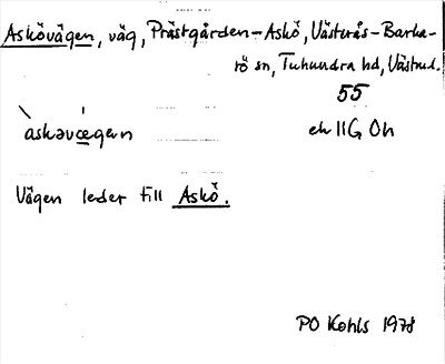 Bild på arkivkortet för arkivposten Askövägen