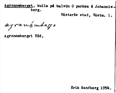 Bild på arkivkortet för arkivposten Agronomberget
