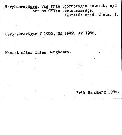 Bild på arkivkortet för arkivposten Berghamravägen