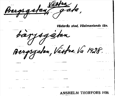 Bild på arkivkortet för arkivposten Bergsgatan, Västra