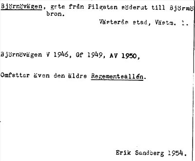 Bild på arkivkortet för arkivposten Björnövägen