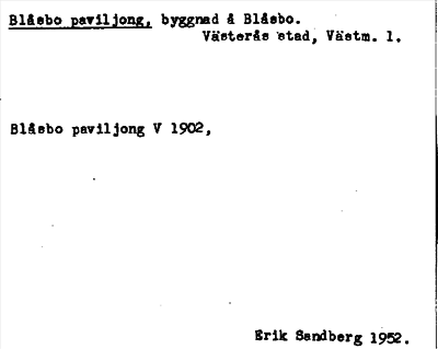 Bild på arkivkortet för arkivposten Blåsbo paviljong