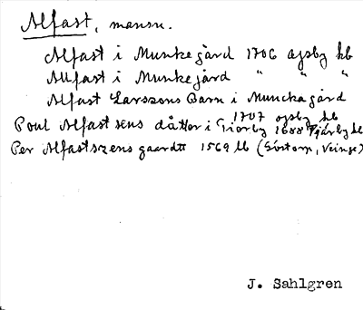 Bild på arkivkortet för arkivposten Alfast