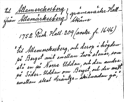 Bild på arkivkortet för arkivposten Allemerckesberg, Allemärkesberg