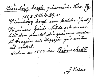 Bild på arkivkortet för arkivposten Biörnhögz bergh