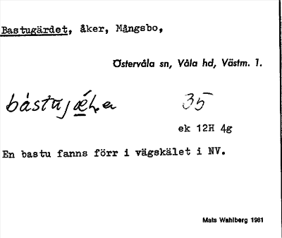 Bild på arkivkortet för arkivposten Bastugärdet