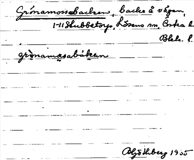 Bild på arkivkortet för arkivposten Grönamossebacken