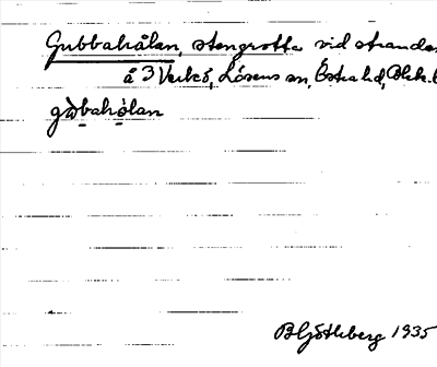 Bild på arkivkortet för arkivposten Gubbahålan