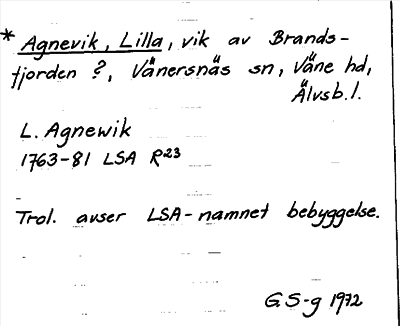 Bild på arkivkortet för arkivposten *Agnevik, Lilla