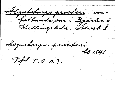 Bild på arkivkortet för arkivposten Algutstorps prosteri