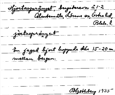 Bild på arkivkortet för arkivposten Hjortasprånget