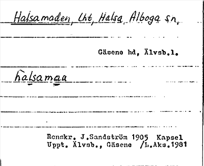 Bild på arkivkortet för arkivposten Halsamaden