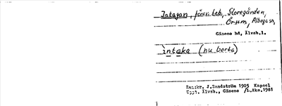 Bild på arkivkortet för arkivposten Intagan