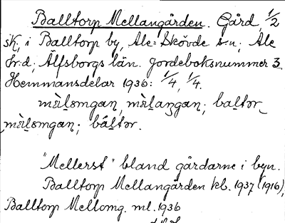 Bild på arkivkortet för arkivposten Balltorp Mellangården