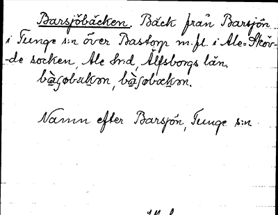 Bild på arkivkortet för arkivposten Barsjöbäcken
