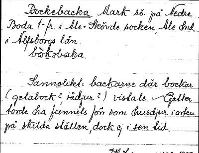 Bild på arkivkortet för arkivposten Bockebacka