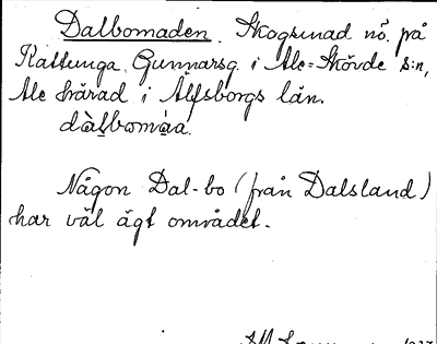 Bild på arkivkortet för arkivposten Dalbomaden