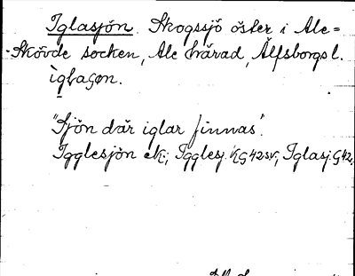 Bild på arkivkortet för arkivposten Iglasjön