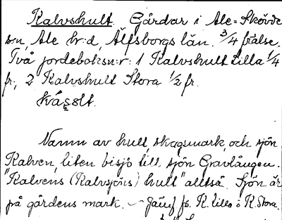 Bild på arkivkortet för arkivposten Kalvshult