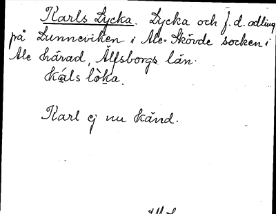 Bild på arkivkortet för arkivposten Karls Lycka