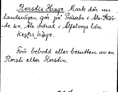 Bild på arkivkortet för arkivposten Kerstis Hage