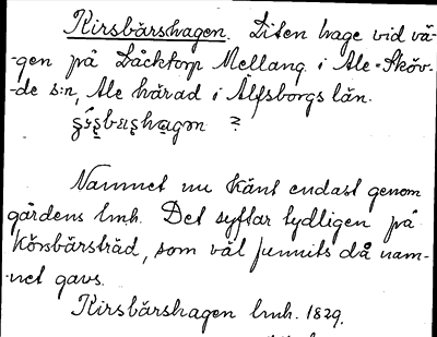 Bild på arkivkortet för arkivposten Kirsbärshagen