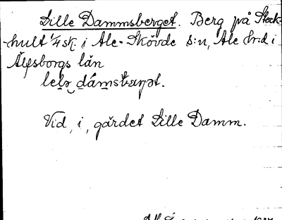 Bild på arkivkortet för arkivposten Lille Dammsberget