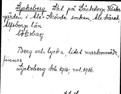 Bild på arkivkortet för arkivposten Lyckeberg