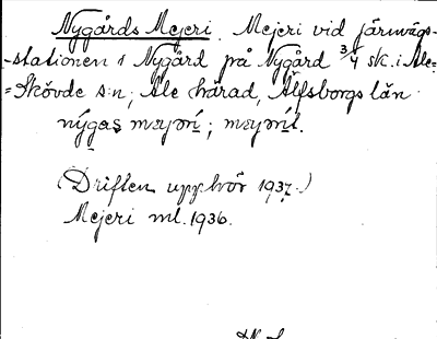 Bild på arkivkortet för arkivposten Nygårds Mejeri