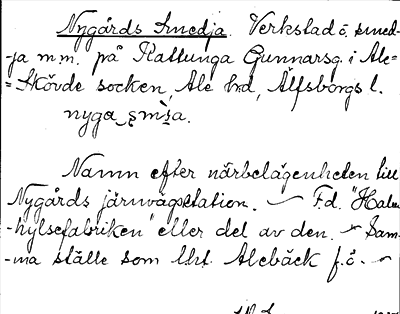 Bild på arkivkortet för arkivposten Nygårds Smedja