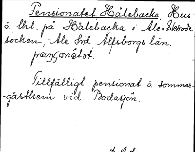 Bild på arkivkortet för arkivposten Pensionatet, Hålebacka