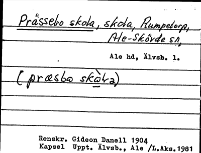 Bild på arkivkortet för arkivposten Prässebo skola