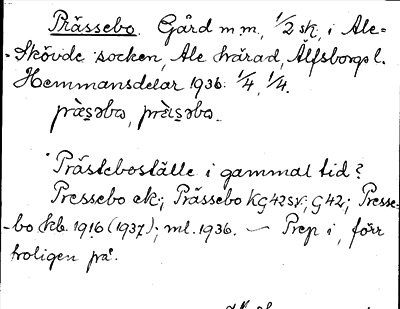 Bild på arkivkortet för arkivposten Prässebo