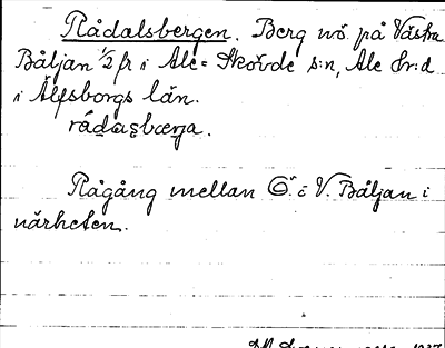 Bild på arkivkortet för arkivposten Rådalsbergen