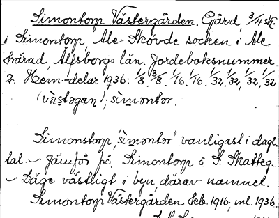 Bild på arkivkortet för arkivposten Simontorp Västergården
