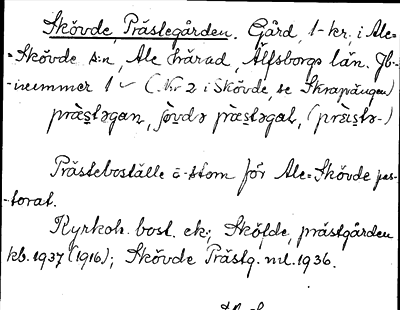 Bild på arkivkortet för arkivposten Skövde Prästegården