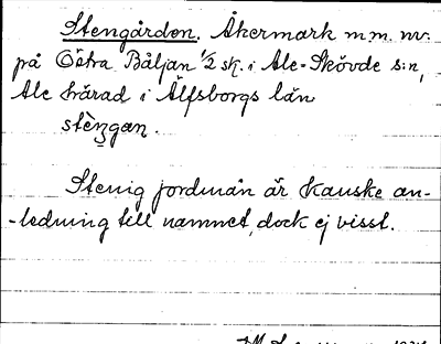 Bild på arkivkortet för arkivposten Stengården