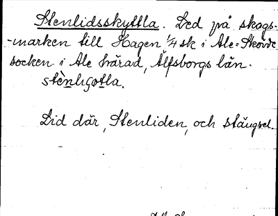 Bild på arkivkortet för arkivposten Stenlidsskyttla