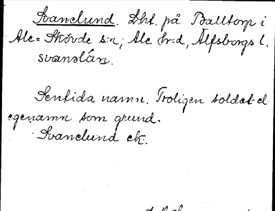 Bild på arkivkortet för arkivposten Svanelund