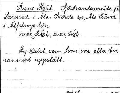 Bild på arkivkortet för arkivposten Svens Hål