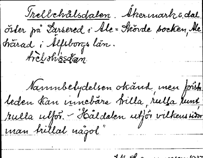 Bild på arkivkortet för arkivposten Trellehålsdalen